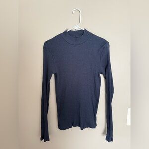 Women’s M Uniqlo Ribbed Mock-Neck Top - Blue